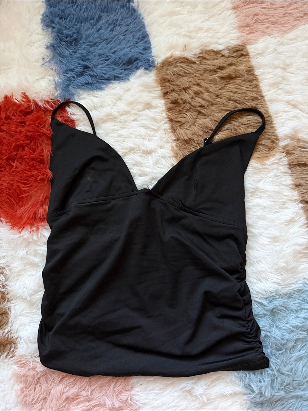 Black V-Neck Spaghetti Strap Women's Top
